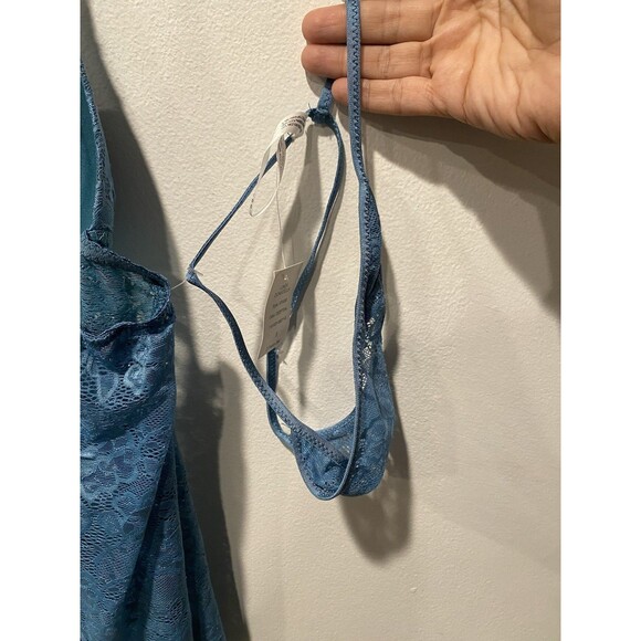 Y2K Linea Donatella Womens Lace Babydoll & Thong Lingerie Set, Deep Teal Sz S - Picture 5 of 11